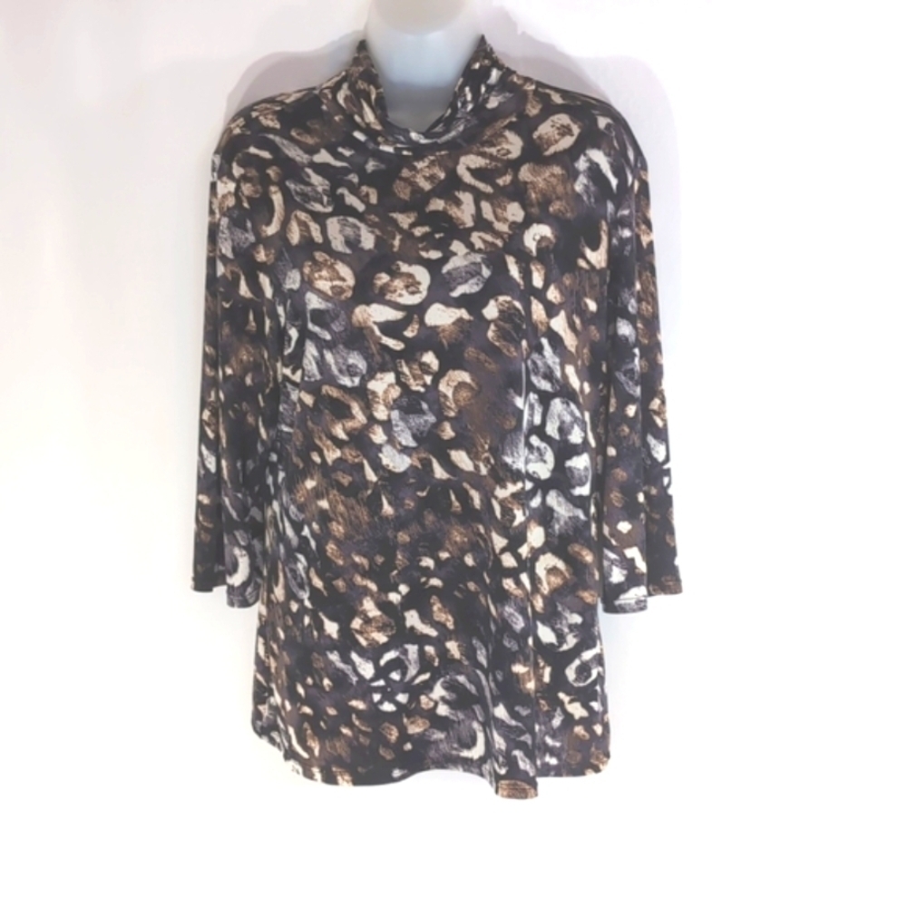 Alfani Patterned 3/4 sleeve Women's Turtleneck Top Size LP